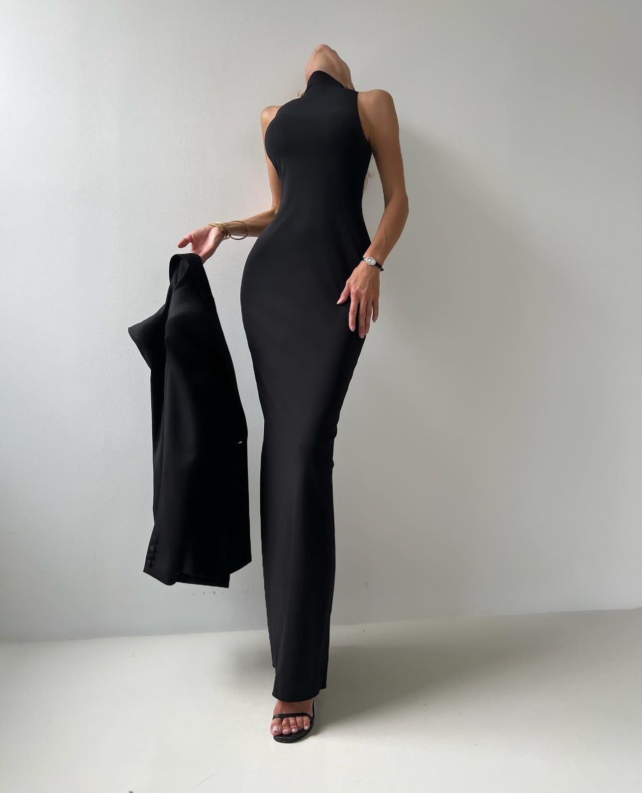 Set Vittoria blazer più tubino smanicato lungo con spacco