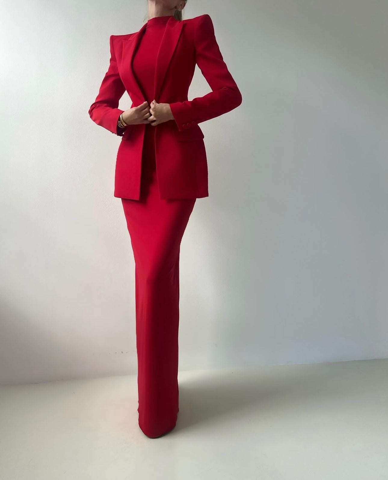 Set Vittoria blazer più tubino smanicato lungo con spacco
