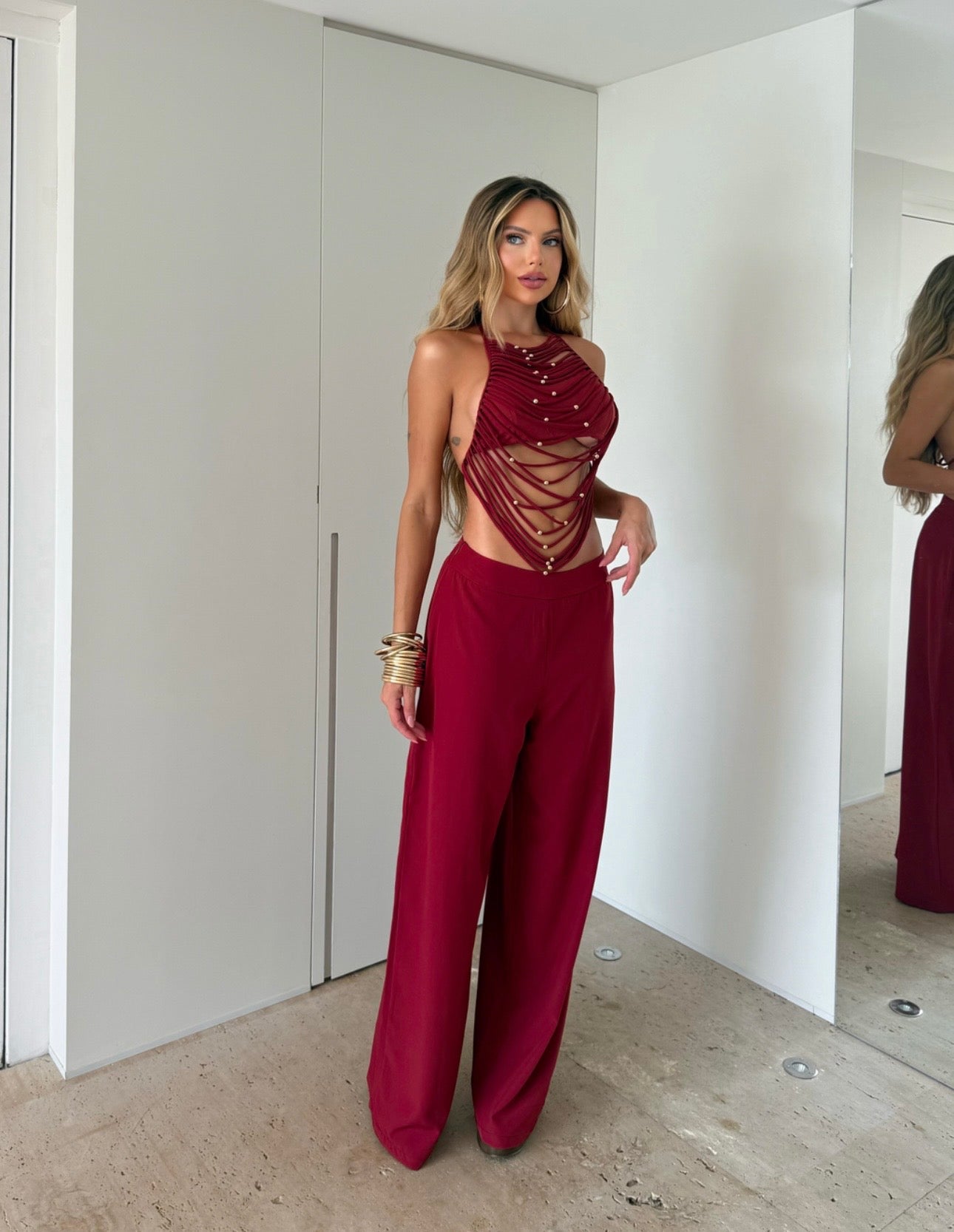 Coordinato Dalila Top Intrecciato e Pantaloni Fluidi