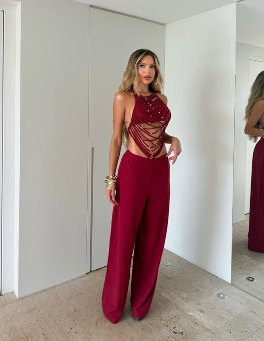 Coordinato Dalila Top Intrecciato e Pantaloni Fluidi