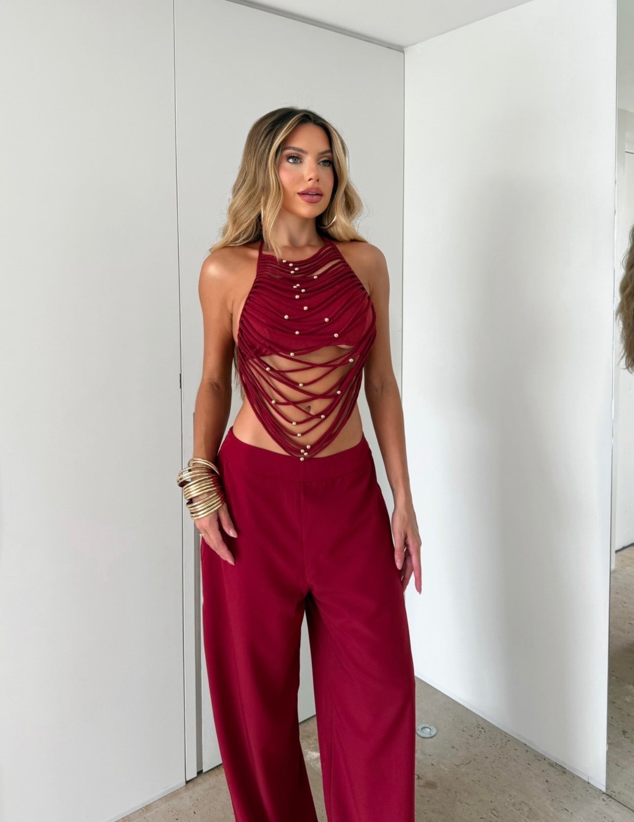 Coordinato Dalila Top Intrecciato e Pantaloni Fluidi