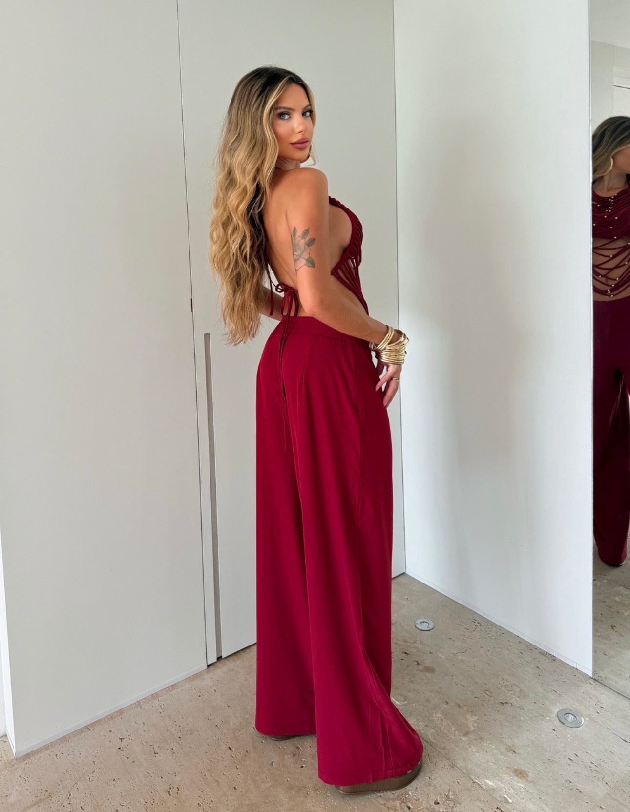 Coordinato Dalila Top Intrecciato e Pantaloni Fluidi