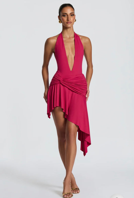 Costume Intero Halter Sgambato con Gonna Rimovibile Il massimo del glamour, dalla spiaggia al cocktail party
