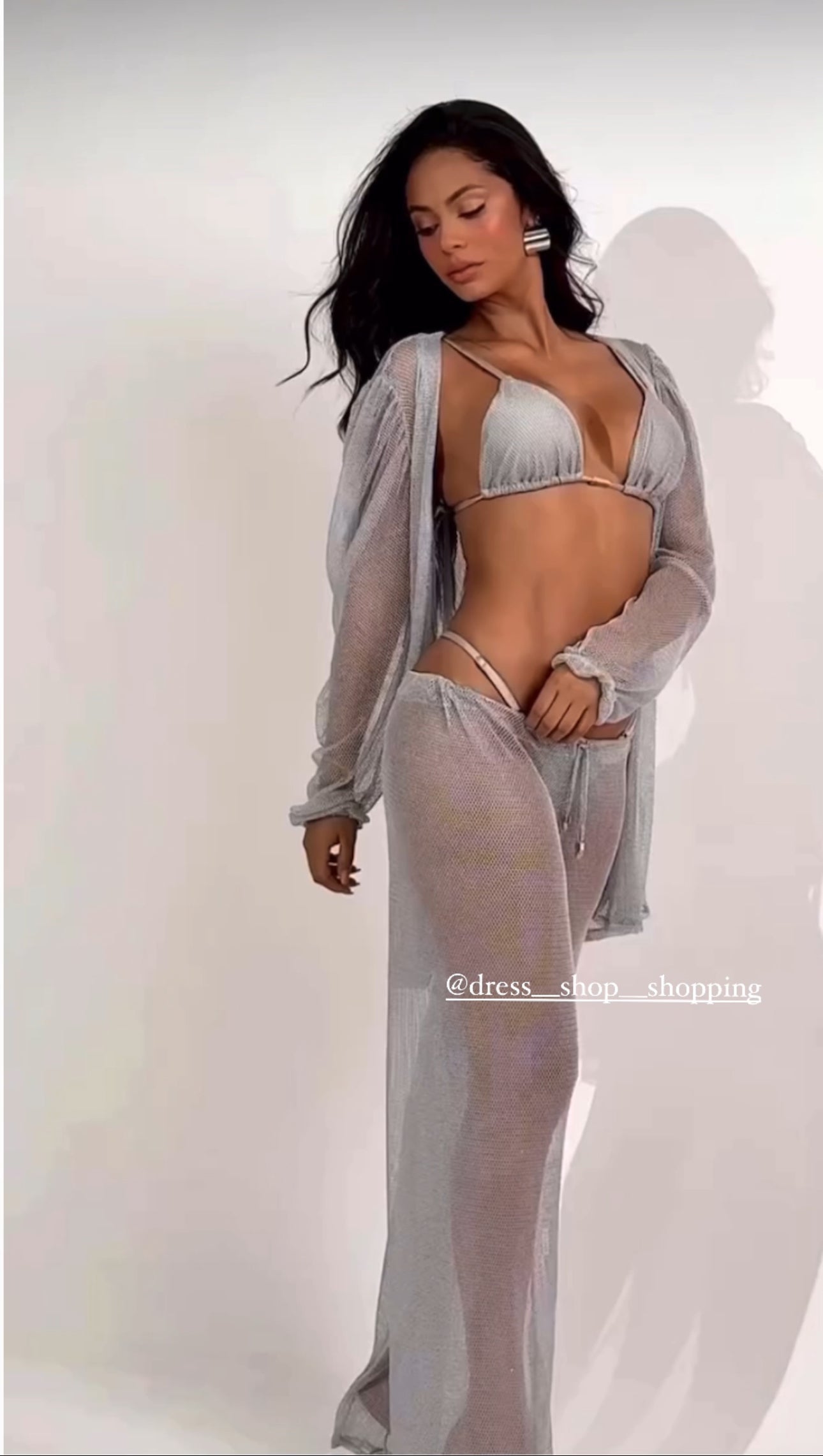 Tris Ipanema Bikini camicia e pantaloni glitterato in coordinato Made in Italy 🇮🇹