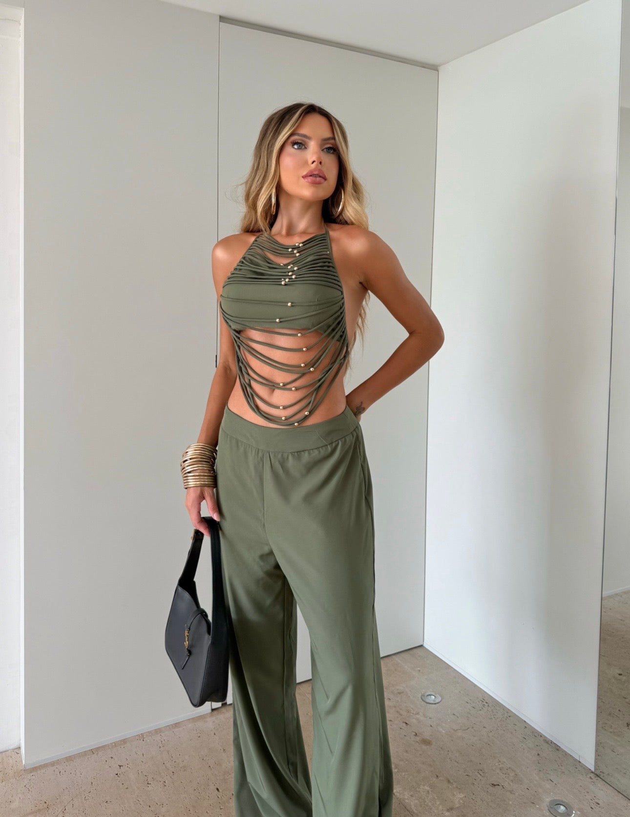 Coordinato Dalila Top Intrecciato e Pantaloni Fluidi